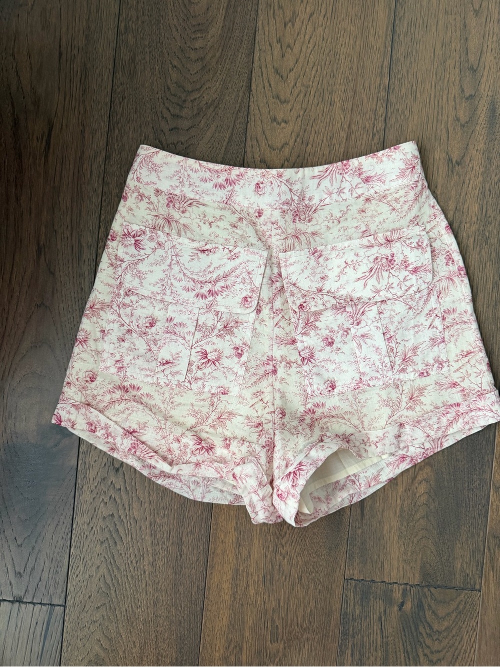 Sir the Label High-Waist Floral Cotton Linen Shorts in Pink and Cream Sz 0 NWT